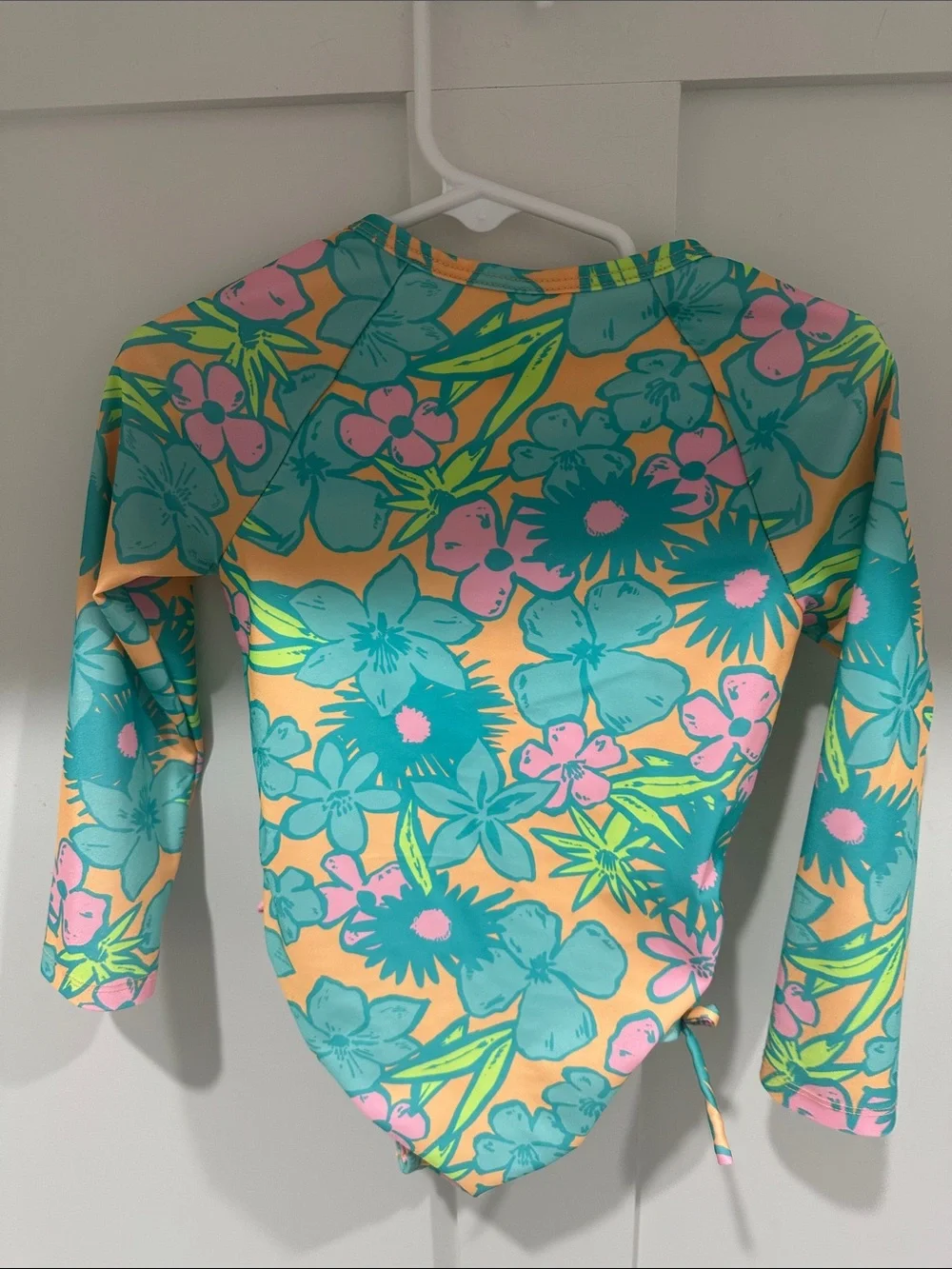 Cat & Jack Teal, Yellow & Pink Floral Long-Sleeve One-Piece Swimsuit